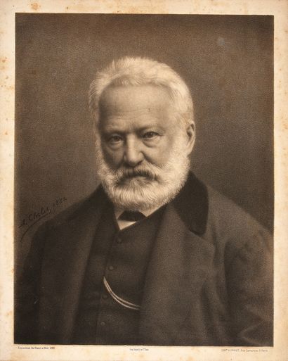 École du XIXe siècle Portrait de Victor Hugo vers la fin de sa vie.
Lithographie...
