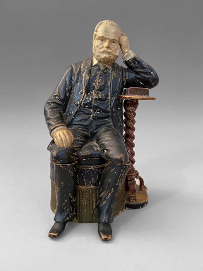 MANUFACTURE BERNARD BLOCH Tobacco pot with the effigy of Victor Hugo (1802-1885).
In...