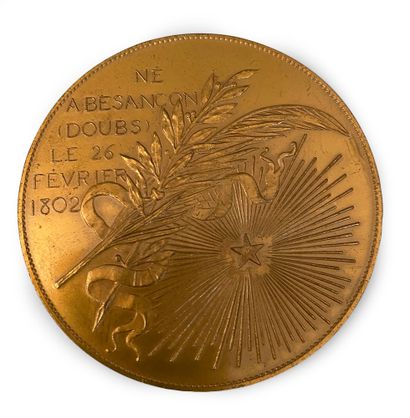 BORREL Alfred (1836-1927) Gilt bronze medal, decorated on one side with a bust of...