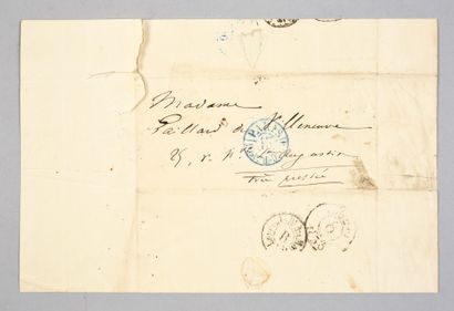 HUGO Victor (1802-1885) Lettre pliée avec adresse du destinataire au revers, contenant...