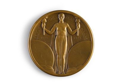  BULOZ François (1803-1877). Belle médaille en bronze doré, signée Lucien BAZOR (1889-1974),...