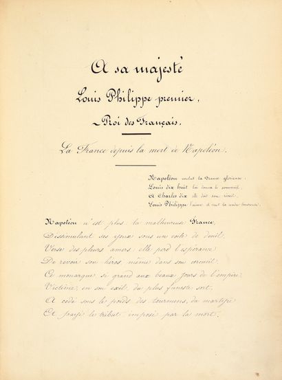 null [LIBRARY OF KING LOUIS-PHILIPPE].
Handwritten text signed A. Bachelot, dated...