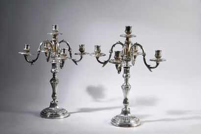 null PAIR OF CANDELABRAS.
CHAUMET, PARIS, END OF THE 19th CENTURY. With five arms...