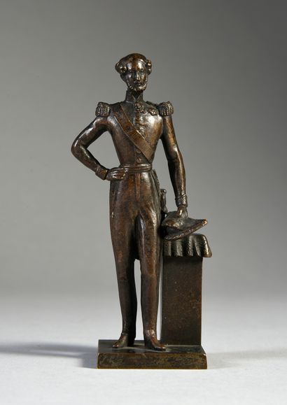 Ferdinand-Philippe, duc d'ORLÉANS (1810-1842) Small gilt bronze statuette with brown...