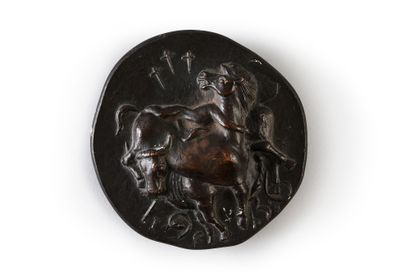 null GARCÍA LORCA Federico (1898-1936).
Large medal, in cast copper with brown patina,...