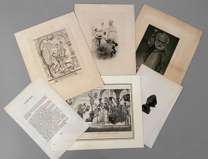 HUGO Victor (1802-1885) Ensemble comprenant une gravure intitulée «le poète dans...
