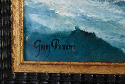 PERON Guy (1931-1998) Yacht de la reine Hortense.
Huile sur carton signée en bas...