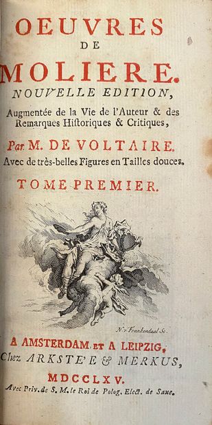 MOLIÈRE (1622-1673) Oeuvres de Molière, Arkstée & Merkus, Amsterdam, 1765, 6 volumes,...
