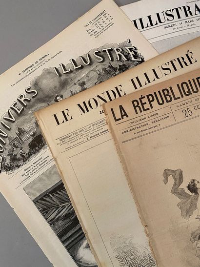 null MORT ET FUNÉRAILLES DE VICTOR HUGO - 1885.
Ensemble de 25 publications, suppléments...