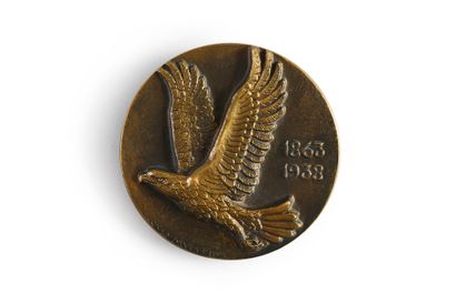 null D'ANNUNZIO Gabriel (1863-1938).
Médaille en fonte de bronze à patine brune,...