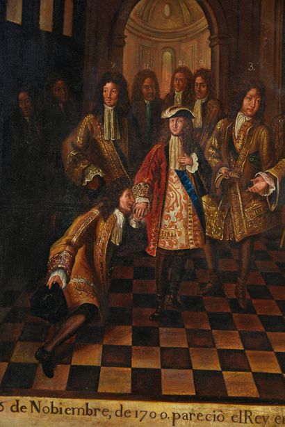 École ESPAGNOLE du XVIIIe siècle Proclamation of the Duke of Anjou as King of Spain,...