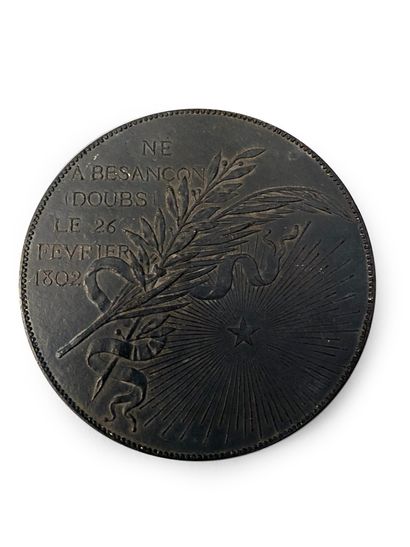 BORREL Alfred (1836-1927) Pewter medal, decorated on one side with a bust of Victor...
