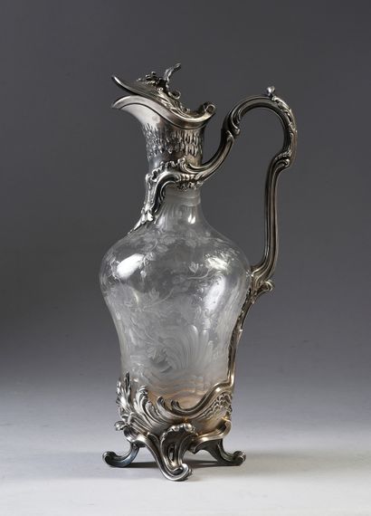 null BEAUTIFUL SILVER EWER.
BOIN-TABURET, PARIS, XIXth CENTURY. Of curved form on...