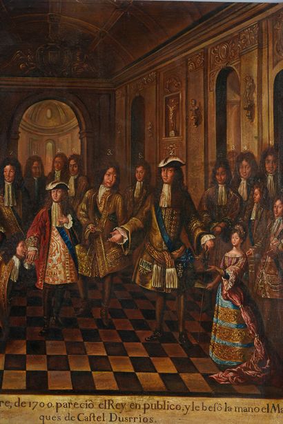 École ESPAGNOLE du XVIIIe siècle Proclamation du duc d'Anjou comme roi d'Espagne,...