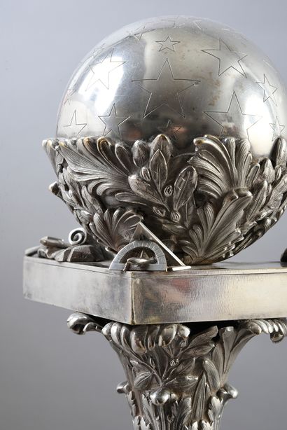 null FRANC-MAÇONNERIE.
Maison Odiot, PARIS, XIXe siècle.
Grand sceptre en métal argenté,...