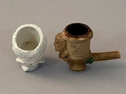null HEAD OF TOBACCO PIPE.
In white clay decorated with the head of Victor Hugo surmounted...