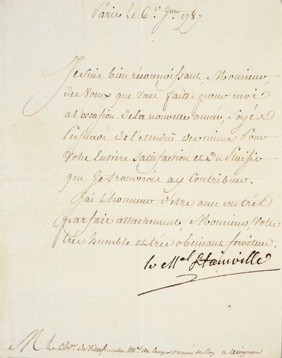 CHOISEUL-STAINVILLE Jacques-Philippe de, Maréchal (1727-1789) Letter signed "Le Mal...
