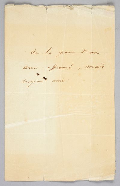 HUGO Victor (1802-1885) Lettre pliée avec adresse du destinataire au revers, contenant...