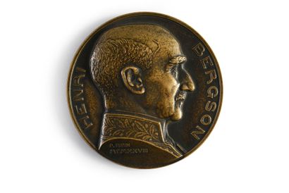  BERGSON Henri (1859-1941). Belle médaille en bronze doré, signée Pierre TURIN (1891-1968),...