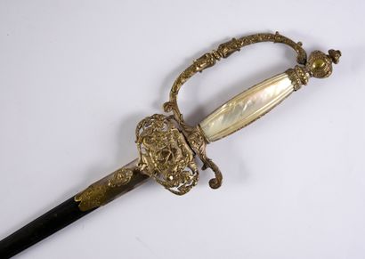 null SWORD OF THE PREFECT HENRI GOULLEY.
Silver plated metal frame, with carved decoration...