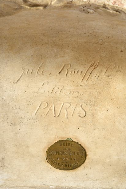 BARRIAS Louis-Ernest (1841-1905) Buste de Victor Hugo (1802-1885).
En plâtre vernissé,...