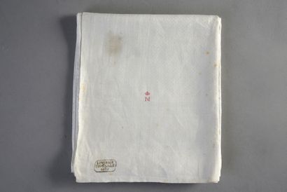 null HAND TOWEL IN DAMASK. Of rectangular shape, embroidered with the monogram of...