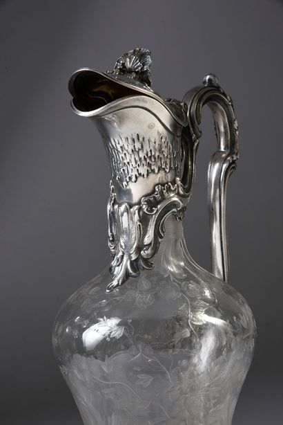 null BEAUTIFUL SILVER EWER.
BOIN-TABURET, PARIS, XIXth CENTURY. Of curved form on...