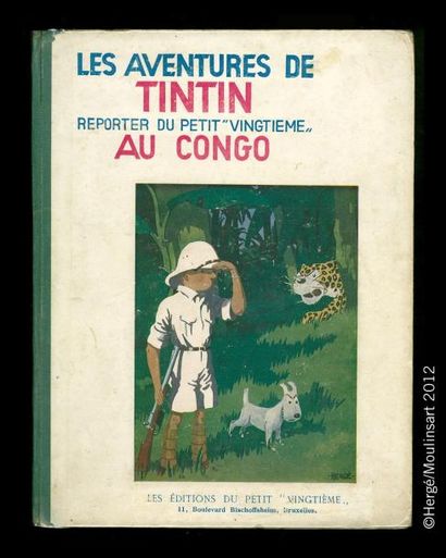 HERGÉ TINTIN 02a. Tintin au Congo. P2. Edition originale Petit Vingtième. Dos vert....