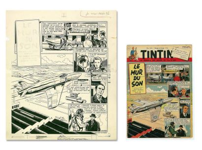WEINBERG, Albert LE MUR DU SON. Planche de couverture du journal Tintin n° 53 du...