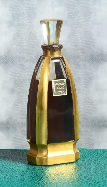 DE RAYMOND «Persian Lamb» - (années 1930) Luxueux flacon tank en verre incolore pressé...