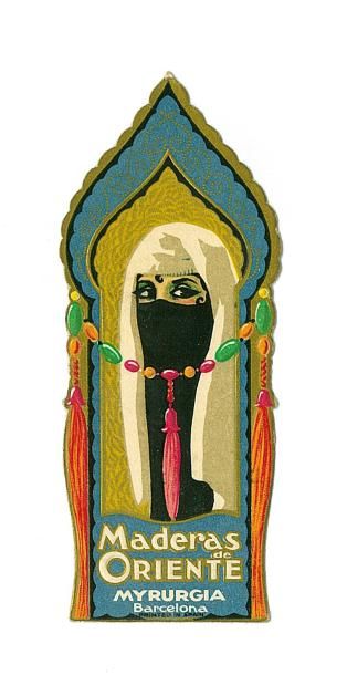 MYRURGIA «Maderas de Oriente» - (années 1920) Rare carte parfumée en carton illustré...