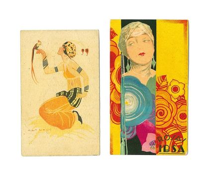 PARERA «Cocaina en Flor» - (années 1920) Rare carte parfumée en carton illustrée...