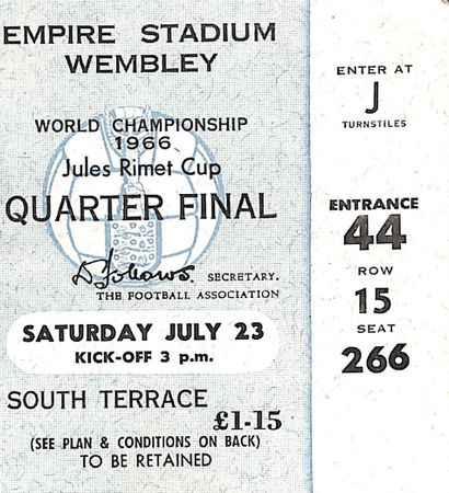 null Set of 5 official tickets of the 1966 World Cup in England, with 3 tickets for...
