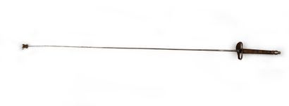 null Late 18th century right-handed foil with cigar-shaped string handle. Shell in...