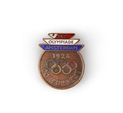 Amsterdam 1928. Badge officiel de concurrent.
En...