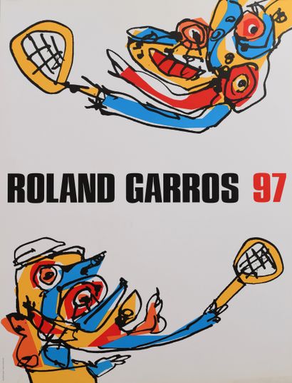  Roland-Garros. Ensemble de 23 affiches officielles du Tournoi de Roland-Garros pour...