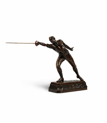 null Sculpture en bronze L'assault de l'escrimeur. Circa 1920. Signée Rudolf Küchler...