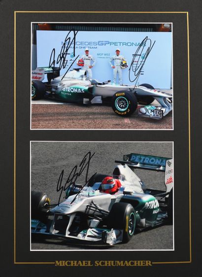 null Michael Schumacher. Set of 2 photos autographed by the pilot under the colors...