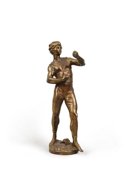 null Sculpture en régule Le Jeune Boxeur. Circa 1900. Signée Louis Moreau (1855-1919)...