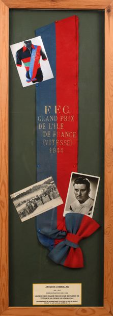 null Jacques Lohmüller (1921-2010). Écharpe de vainqueur du Grand Prix de l'Île de...