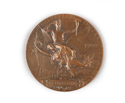 null Paris 1900. Médaille officielle de participant attribuée à C. Coquillard en...