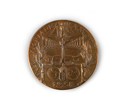 null Amsterdam 1928. Médaille officielle de participant. En bronze par J.C Wienecke....