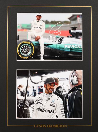 null Lewis Hamilton. Set of 2 photos autographed by the pilot under the colors of...