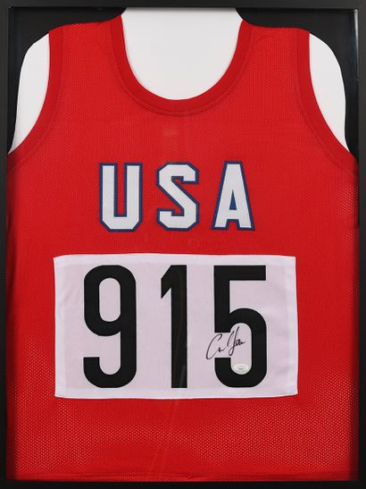 null Carl Lewis. Team USA jersey and bib (replica) autographed by the athlete with...