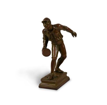 null Sculpture in bronze. Ball player with tambourine. Signed Louis Guillemin (1831-1906)....