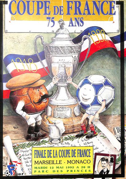 null Programme luxe de la finale de la Coupe de France 1992 entre l'Olympique de...