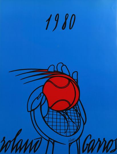 null Roland-Garros. Ensemble de 23 affiches officielles du Tournoi de Roland-Garros...
