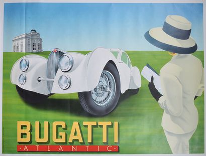 null Razzia (né en 1950). Affiche Bugatti Atlantic. Vers 1989. Signée en bas à droite....