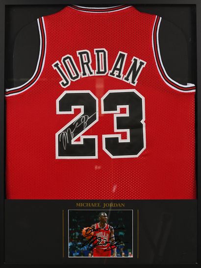 null Michael Jordan. Autographed jersey (replica) and photo by the player under the...