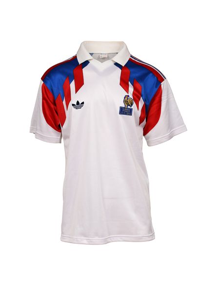 null Jersey N°18 of the French Team for the match of the qualifiers to the European...